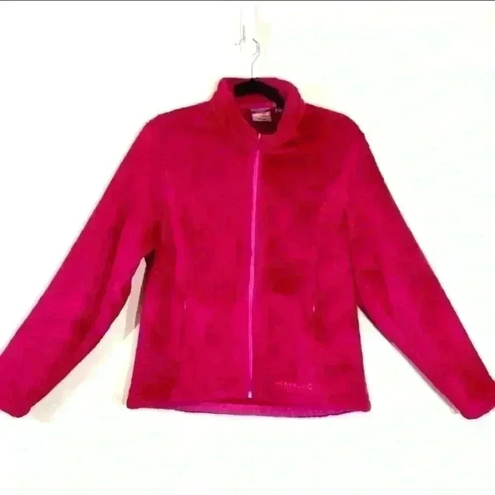 Merrell Magenta‎ Fleece Full Zip Fuzzy Crop Neck Jacket Size M